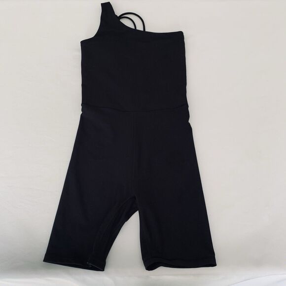 Abercrombie Fitch YPB SculptLux Romper XS One Shoulder Black Stretch Athletic - Picture 2 of 11